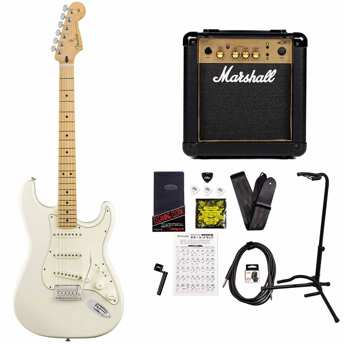 Fender / Player Series Stratocaster Polar White Maple MarshallMG10アンプ付属エレキギター初心者セット