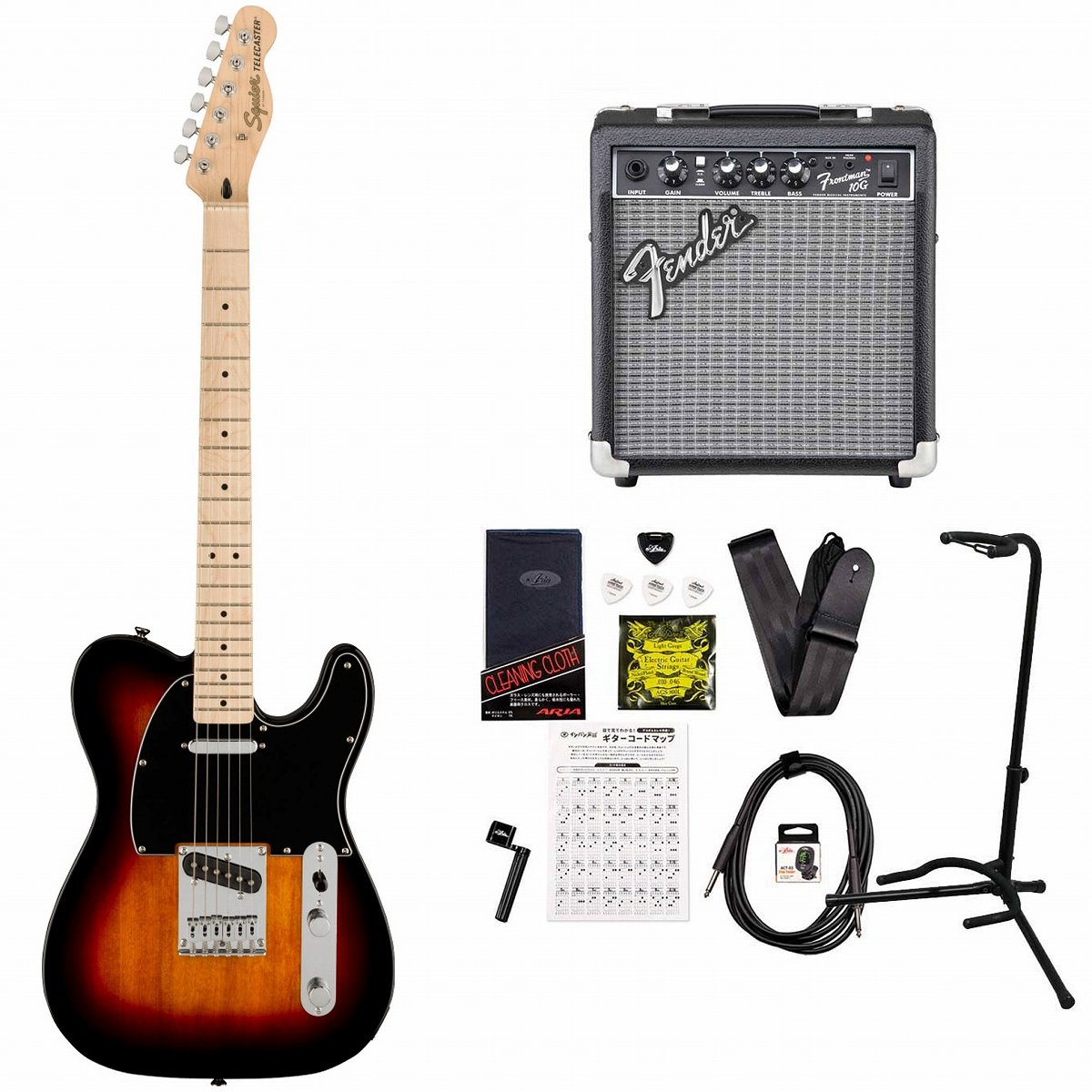 Squier / Affinity Series Telecaster Maple Black PG 3-Color Sunburst FenderFrontman10Gアンプ付属エレキギター初心者セット