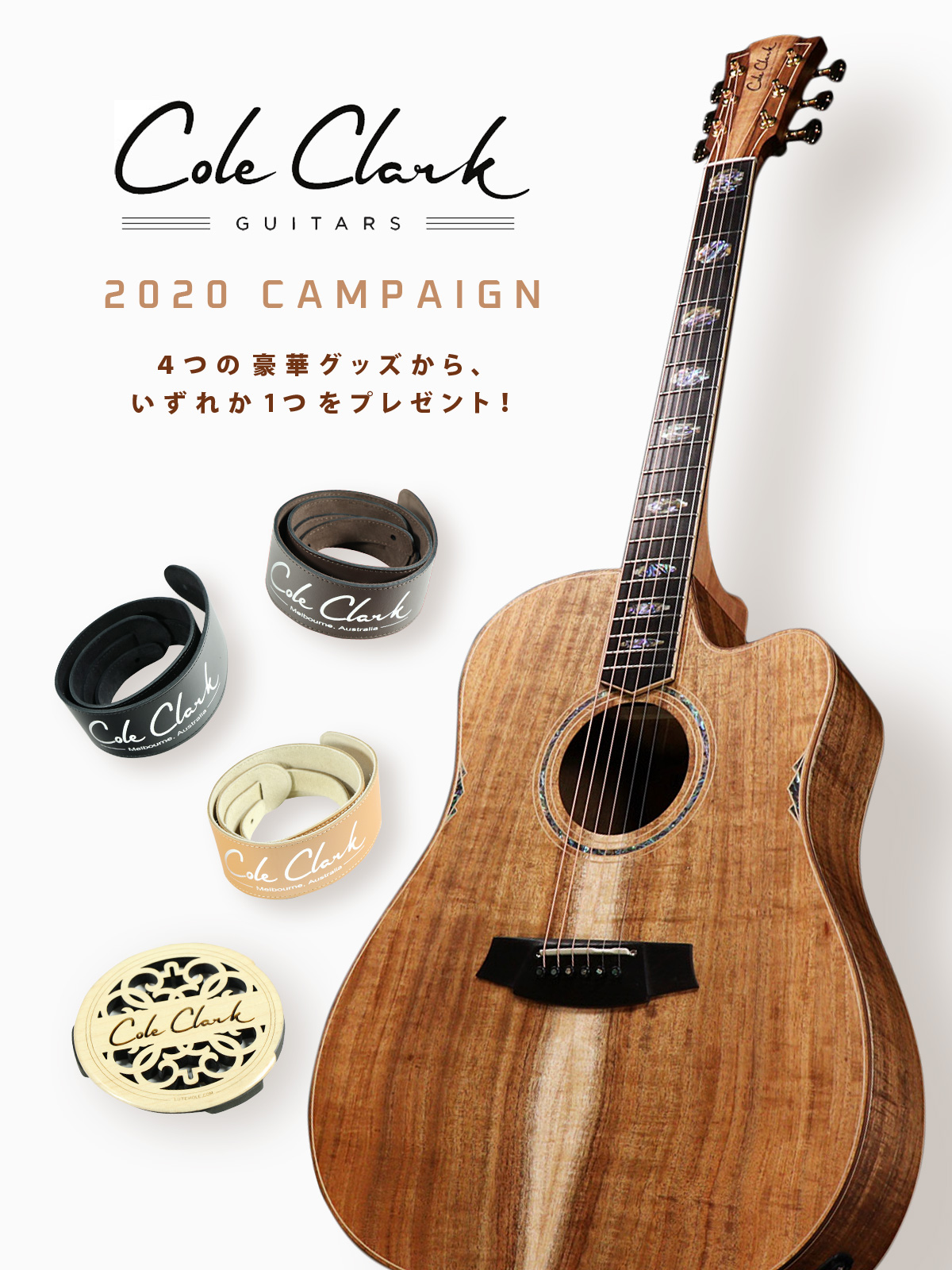 オーガニックかつナチュラルなデザインが魅力的、Cole Clarkギター ...